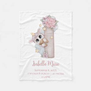 Manta Polar Carta Monograma de Unicornio I Rosa Regalo de Niña
