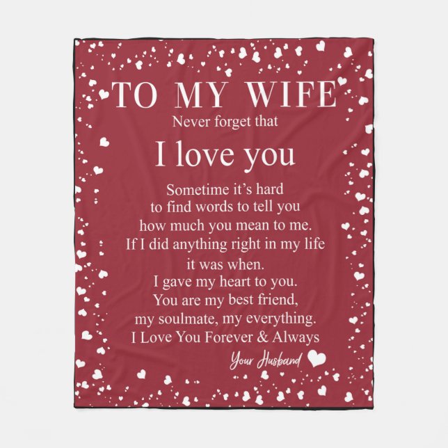 Manta Polar Carta Personalizada A Mi Esposa, (Anverso)