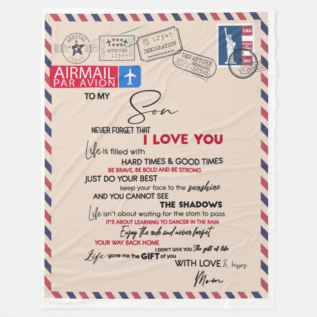 Manta Polar Carta Personalizada A Mi Hijo (Anverso)