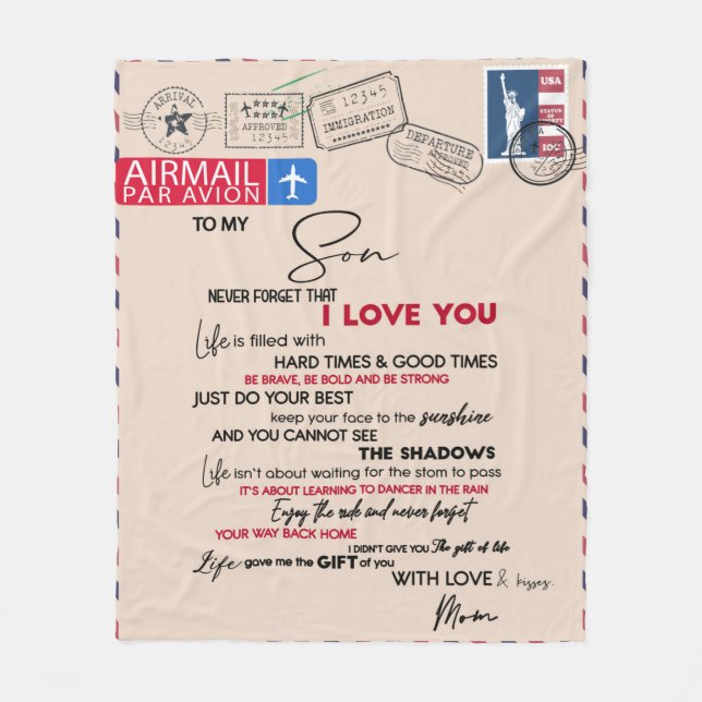 Manta Polar Carta Personalizada A Mi Hijo (Anverso)