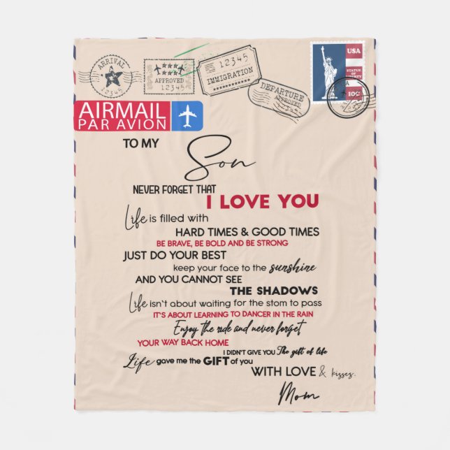 Manta Polar Carta Personalizada A Mi Hijo De Mamá (Anverso)