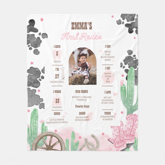 Manta Polar Cartel de hito del primer rodeo boho salvaje oeste (Anverso)
