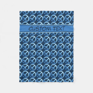 Manta Polar Cartel de la Paz Azul con texto Personalizado