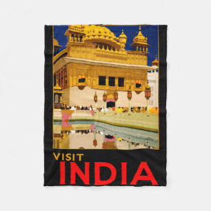 Manta Polar Cartel de viaje a la India arte vintage indio