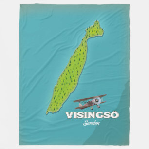 Manta Polar Cartel de viaje de mapa antiguo de Visingsö Suecia