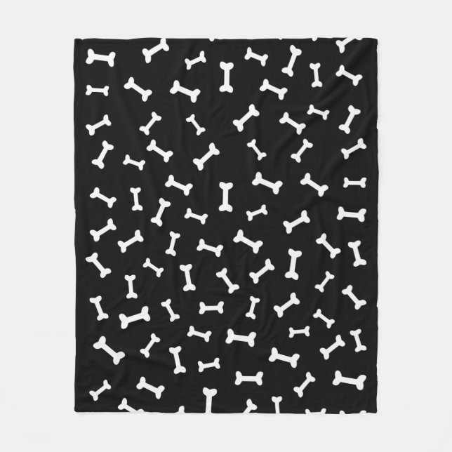 Manta Polar Cartoon Bone Pattern On Black (Anverso)