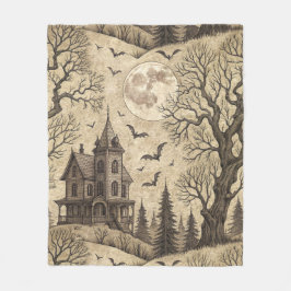 Manta Polar Casa de época y luna llena