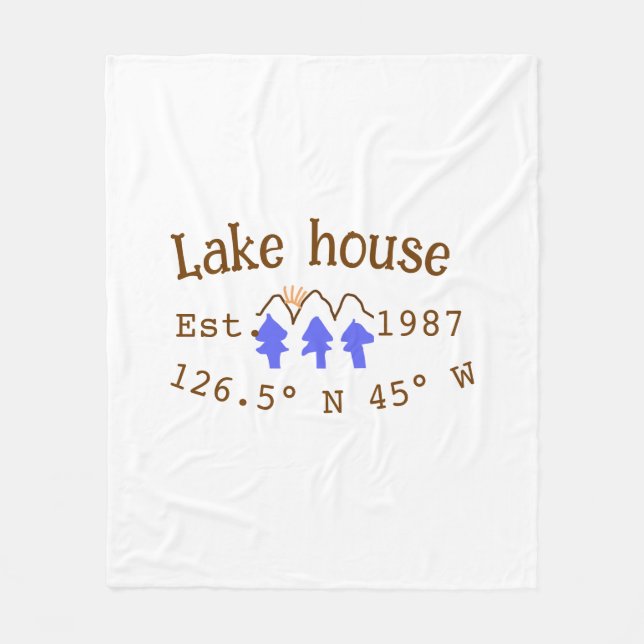 Manta Polar Casa del lago. Fecha año personalizado coordenadas (Anverso)