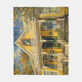 Manta Polar Casa Victoriana Amarilla de Fantasía