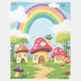Manta Polar Casas de hongos y arco iris 11