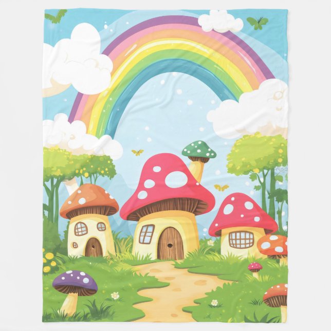Manta Polar Casas de hongos y arco iris 11 (Anverso)