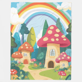 Manta Polar Casas de hongos y arco iris 12