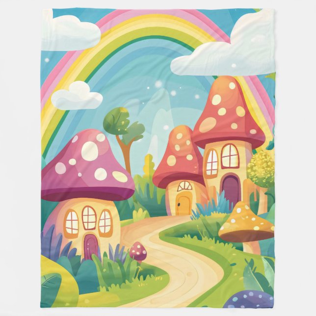 Manta Polar Casas de hongos y arco iris 13 (Anverso)