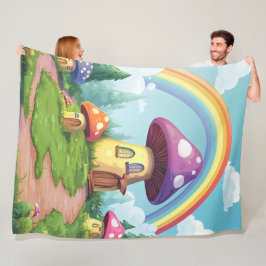 Manta Polar Casas de hongos y arco iris 14