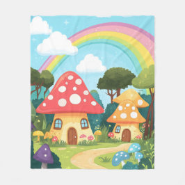 Manta Polar Casas de hongos y arco iris 15