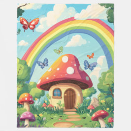 Manta Polar Casas de hongos y arco iris 8