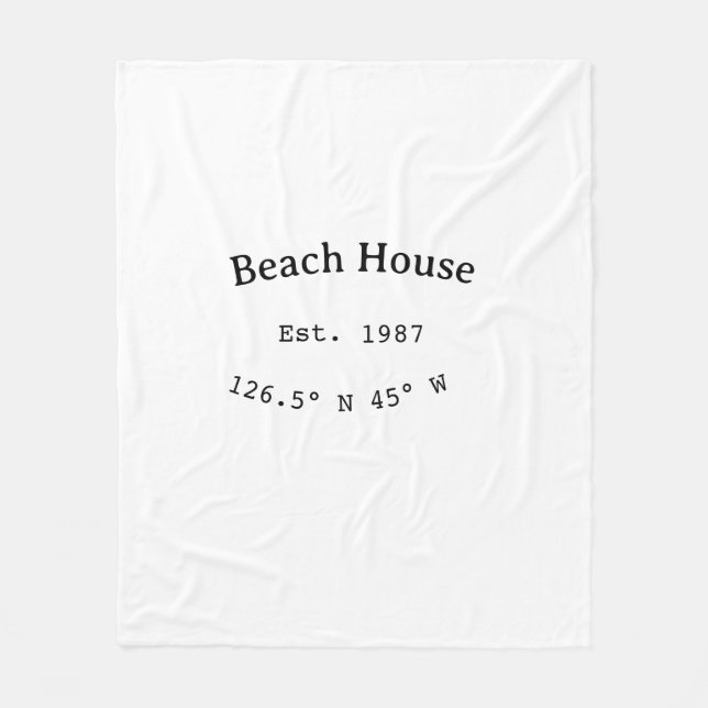 Manta Polar Casas de playa. Fecha año personalizado coordenada (Anverso)