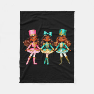 Manta Polar Cascanueces de Navidad Niñas Negras Kids Festivo X