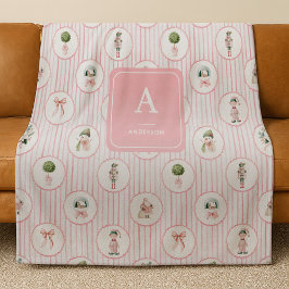 Manta Polar Cascanueces Rosa Abuela Preppy Grandmillennial de 