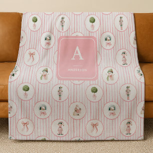 Manta Polar Cascanueces Rosa Abuela Preppy Grandmillennial de