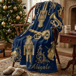 Manta Polar Cascanueces Vintage Personalizado Elegante azul ma