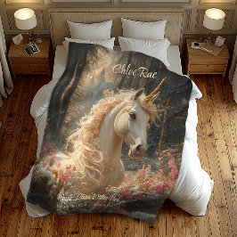 Manta Polar Castillo de Invierno Rosa Unicornio Fairytale Wood