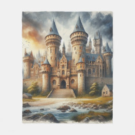 Manta Polar Castillo medieval al atardecer con cielos atmosfér