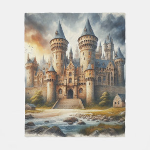 Manta Polar Castillo medieval al atardecer con cielos atmosfér