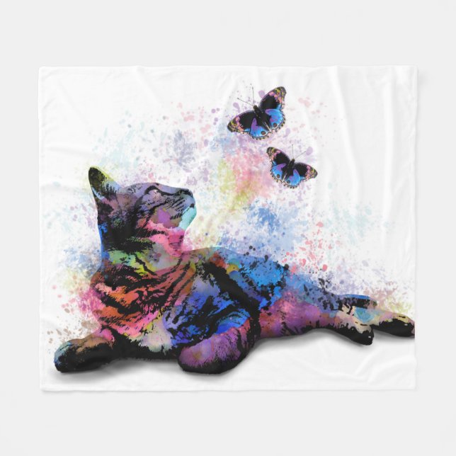 Manta Polar Cat 614 mariposa azul rosa (Frente (Horizontal))