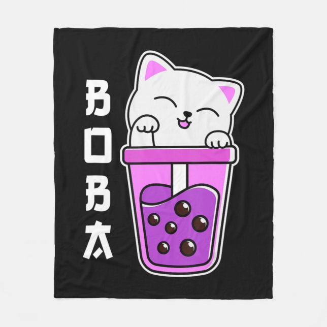 Manta Polar Cat Boba Anime Bubble Tea Neko Girls Kawaii Girls  (Anverso)