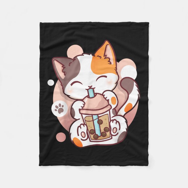 Manta Polar Cat Boba Tea Bubble Tea Anime Kawaii Neko (Anverso)
