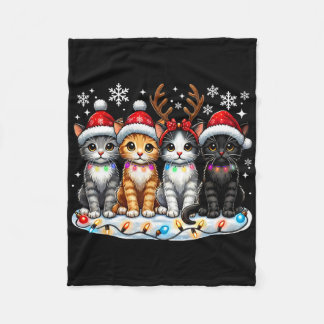 Manta Polar Cat Christmas Lights Reindeer Santa Hat Christmas 