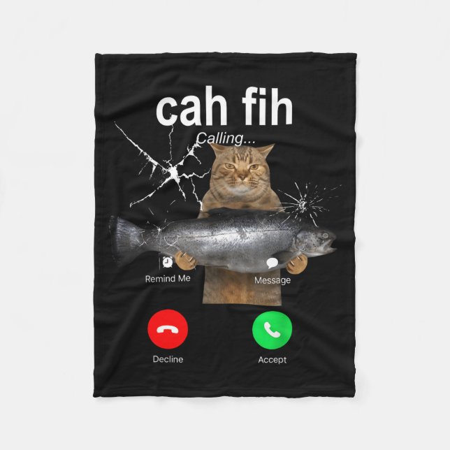 Manta Polar Cat Fih Calling Meme Funny Fish Cat Humor Gift Tee (Anverso)