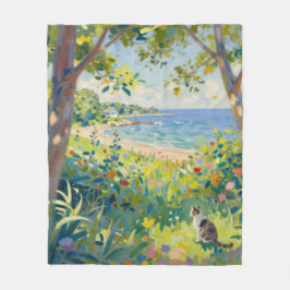 Manta Polar Cat Flowers And Sea