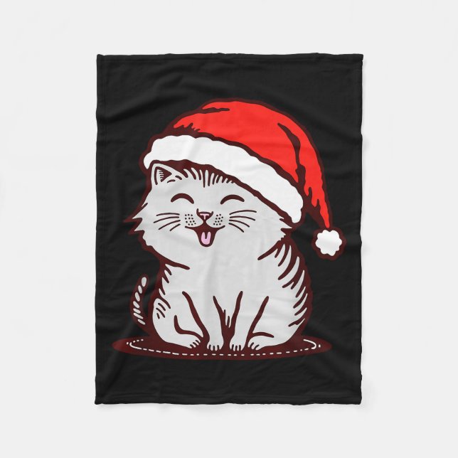 Manta Polar Cat In A Santa Hat  (Anverso)