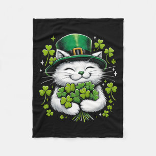 Manta Polar Cat Leprechaun Clover St Patricks Day Mujeres Chic
