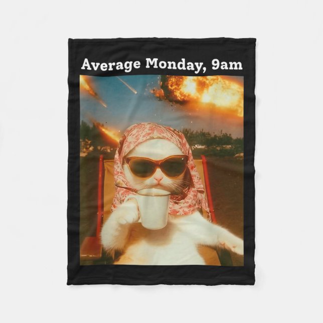 Manta Polar Cat Meme Average Monday 9am Funny Sarcastic Back T (Anverso)