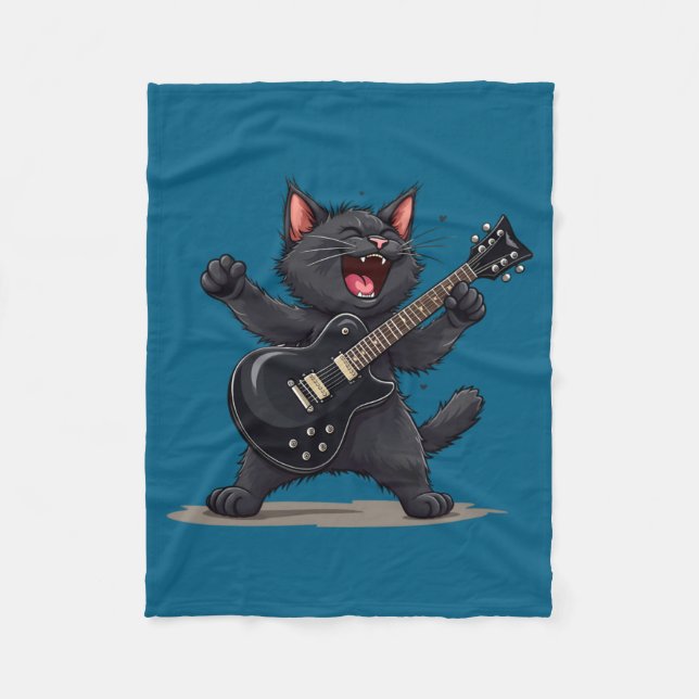 Manta Polar Cat Playing Guitar Rock And Roll Rock Star Funny  (Anverso)