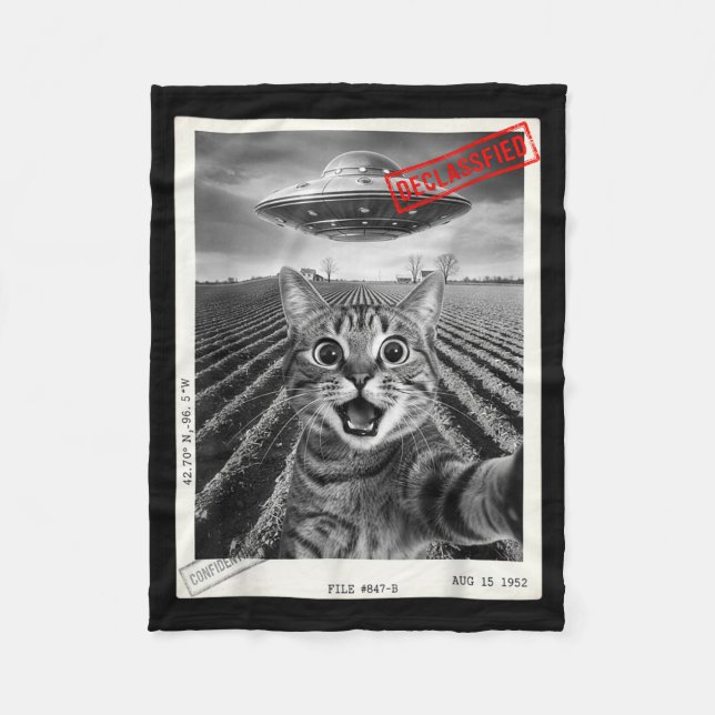 Manta Polar Cat Selfie Ufo Alien Funny Surprised Cat Meme Men  (Anverso)