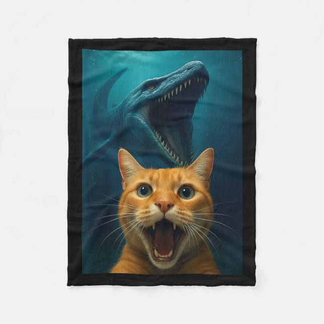 Manta Polar Cat Selfie With Mosasaurus Dinosaur For Boys Kids  (Anverso)