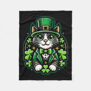 Manta Polar Cat St Patricks Day Shamrock para hombres mujeres 