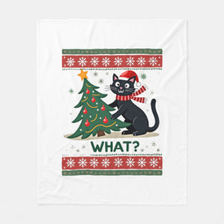 Manta Polar Cat What Funny Black Cat Pushing Christmas Tree Ug