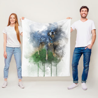 Manta Polar Catahoula del leopardo azul en acuarela