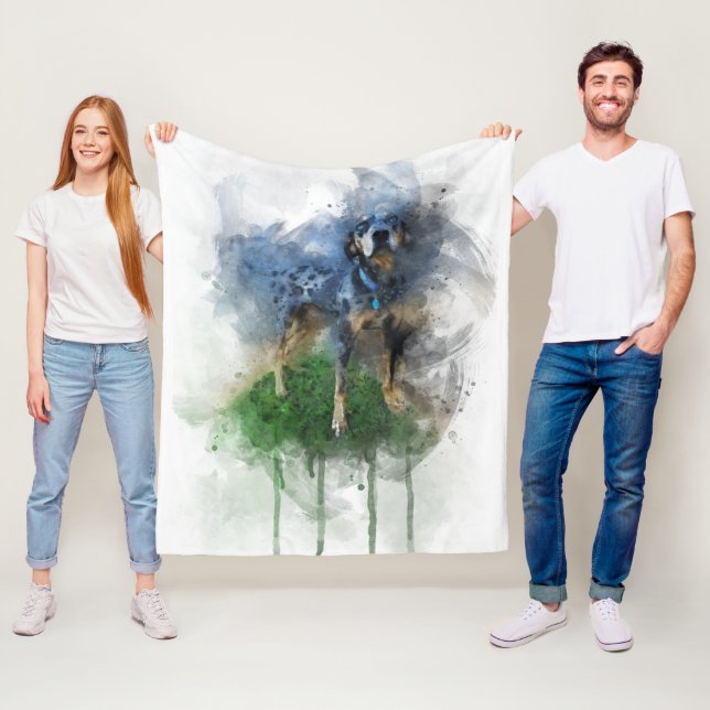 Manta Polar Catahoula del leopardo azul en acuarela (In situ)