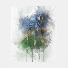 Manta Polar Catahoula del leopardo azul en acuarela