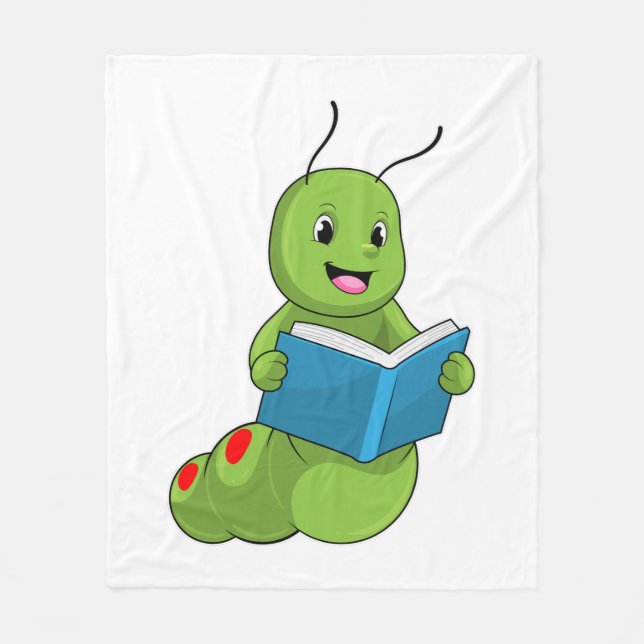 Manta Polar Caterpillar en lectura con libro (Anverso)