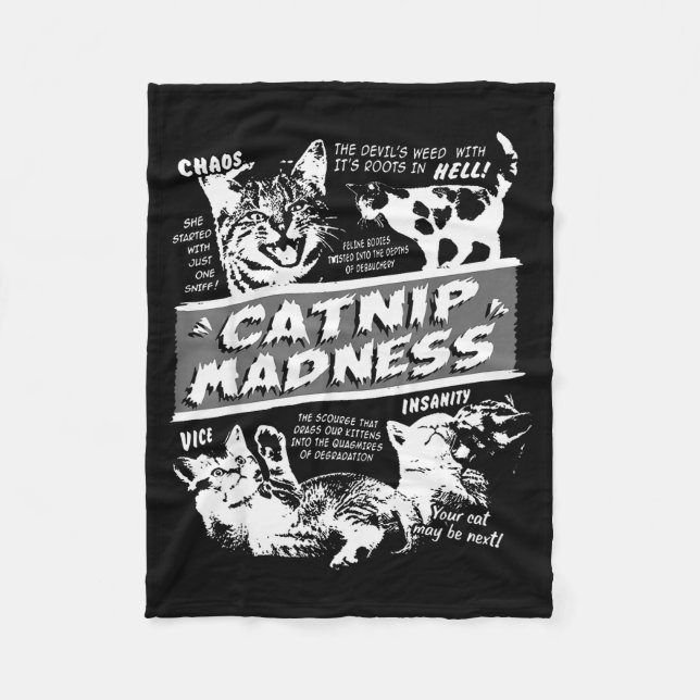 Manta Polar Catnip Madness Cute Kitten Funny Cat Pet Humor  (Anverso)