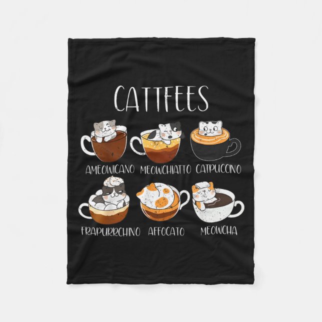 Manta Polar Cats &amp; Coffee Lover Funny Caffeine Quote Cattf (Anverso)