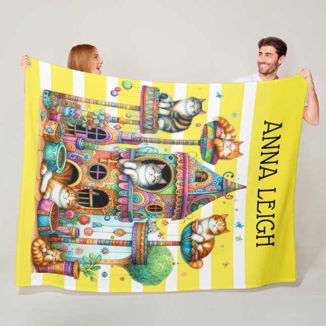 Manta Polar Cats contemporáneos Fleece Blanket (In situ)