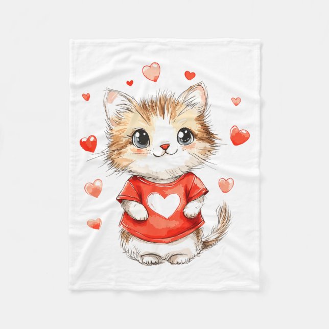 Manta Polar Cats Lover Heart Girls Kitten Valentine’s Day Wome (Anverso)